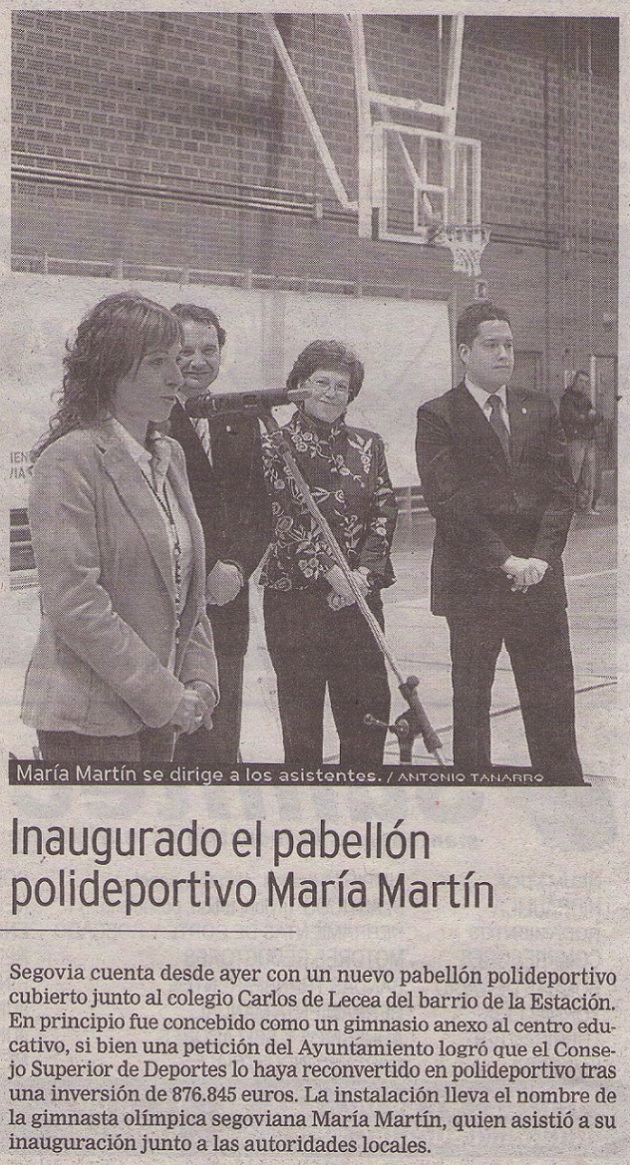 Inaugurado el pabellón polideportivo María Martín