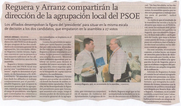 Reguera y Arranz compartirán la dirección de la agrupación local del PSOE