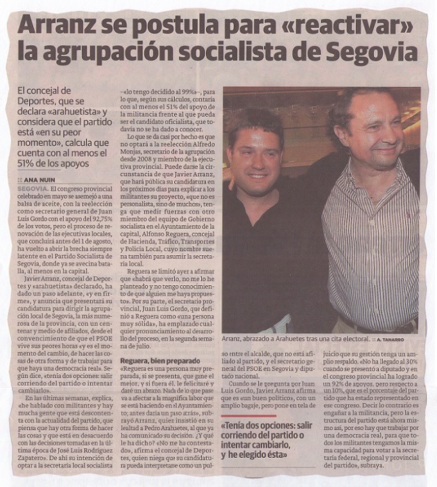 Arranz se postula para reactivar la agrupación socialista de Segovia