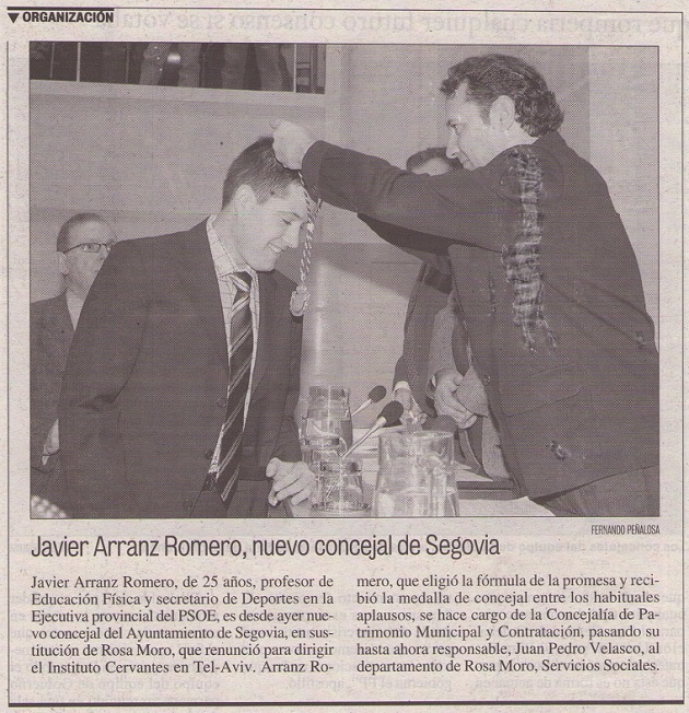 Javier Arranz Romero, nuevo concejal de Segovia