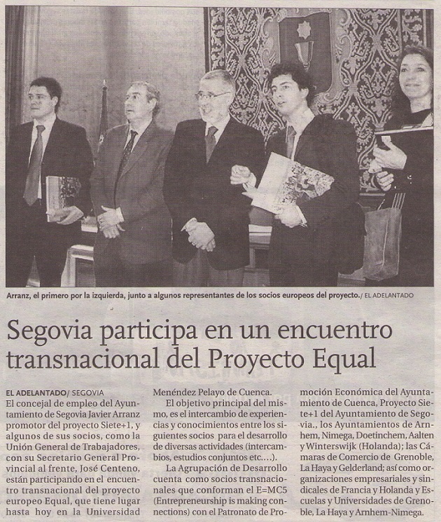 Segovia participa en un encuentro transnacional del Proyecto Equal