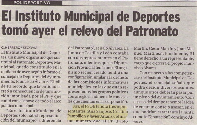 El Instituto Municipal de Deportes tomó ayer el relevo del Patronato