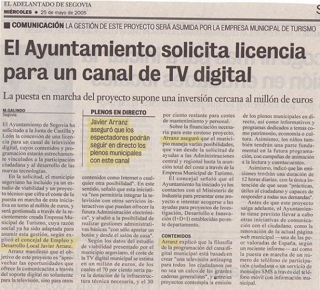 El Ayuntamiento solicita licencia para un canal de TV digital que gestionará la Empresa Municipal de Turismo