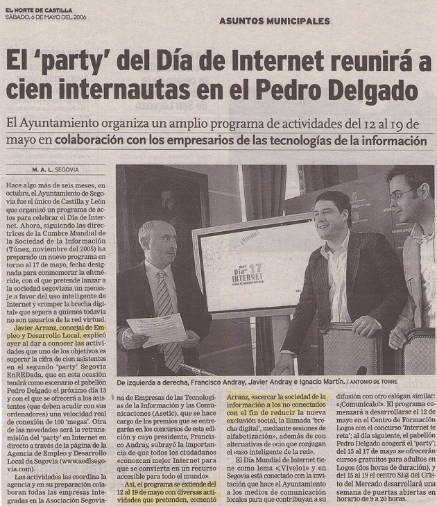 El 'party' del Día de Internet reunirá a cien internautas en el Pedro Delgado