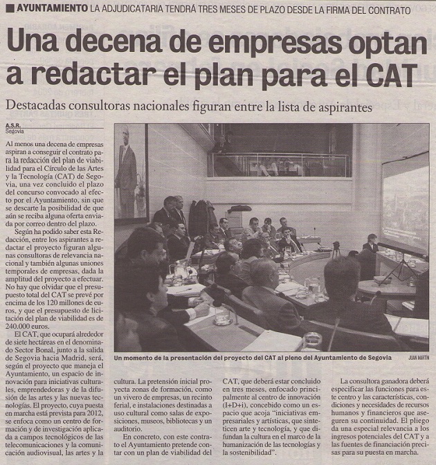 Una decena de empresas optan a redactar el plan para el CAT