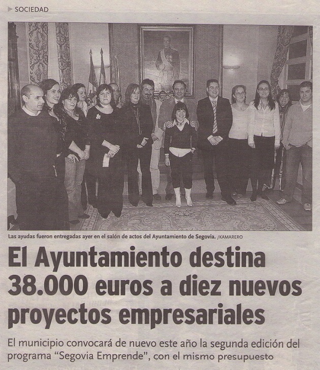 El Ayuntamiento destina 38.000 euros a diez nuevos proyectos empresariales dentro del programa Segovia Emprende