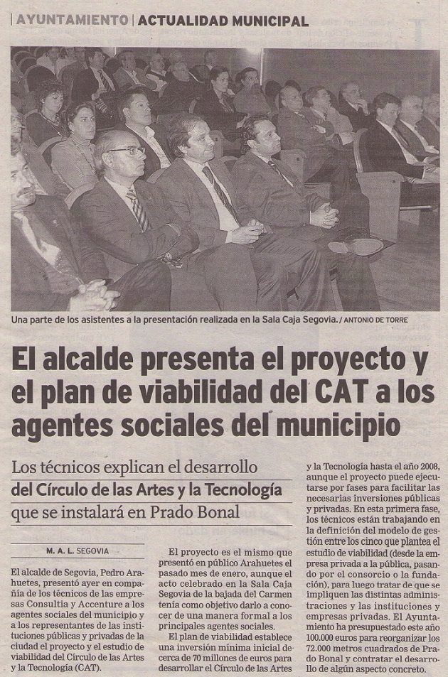 El alcalde presenta el proyecto y el plan de viabilidad del CAT a los agentes sociales del municipio