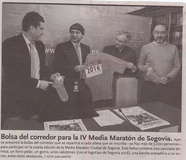 Bolsa del corredor para la IV Media Maratón de Segovia