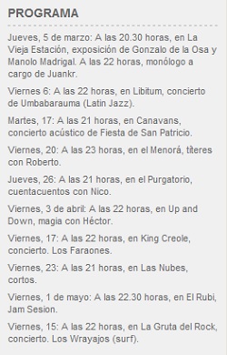Programa del ciclo Cultura de Bar