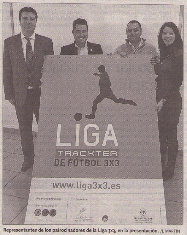 Javier Arranz y los patrocinadores en la presentación de la Liga Trackter de Fútbol 3x3