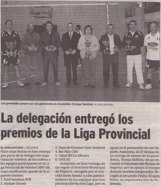 La delegación entregó los premios de la Liga Provincial de Voleibol