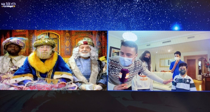 Videoconferencia de los Reyes con la familia Pérez. Fuente: “Los Reyes Magos TV”